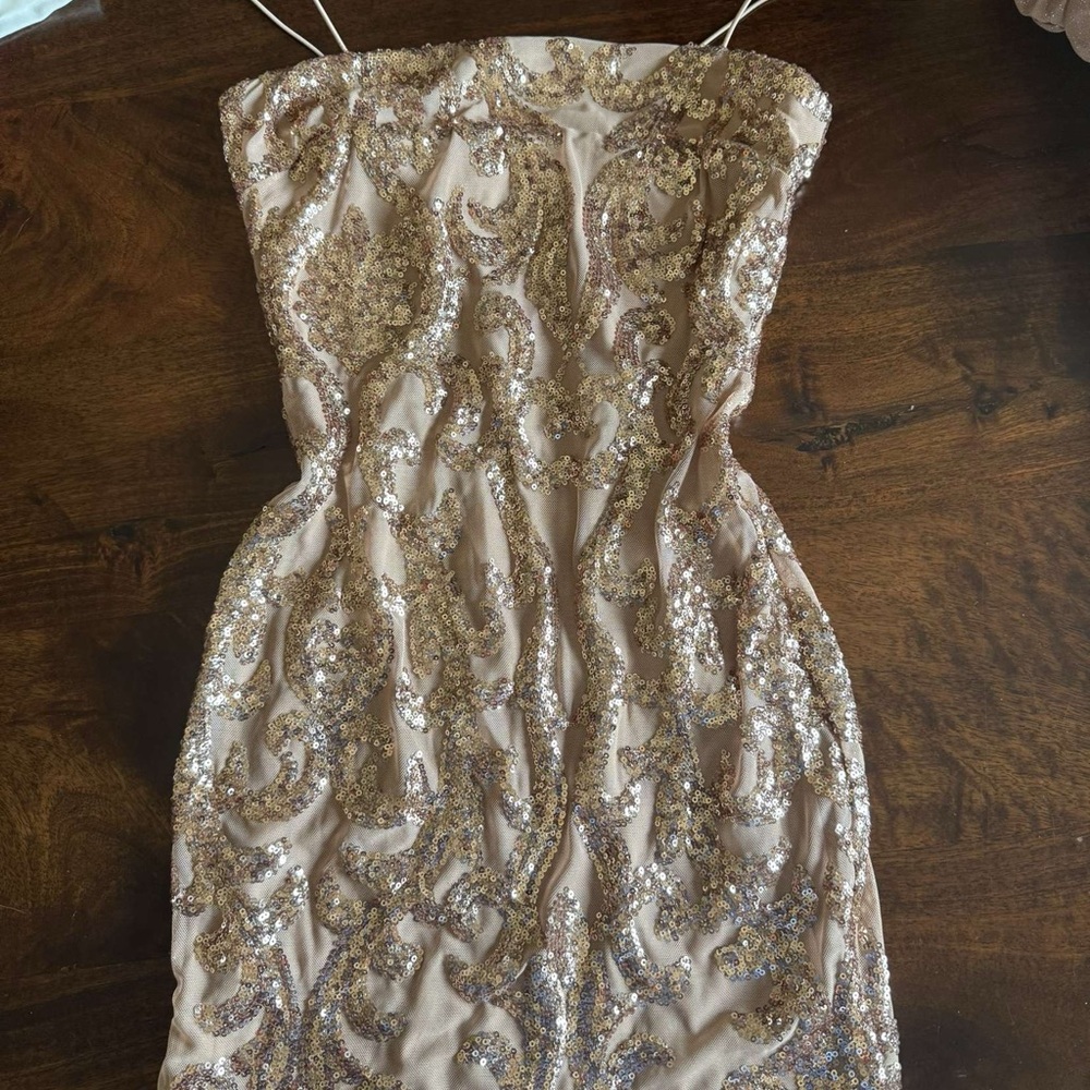 Elegant Sequin Embellished Strapless Dress